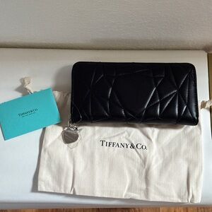 Tiffany & Co. Black Quilted Wallet with Silver Charm